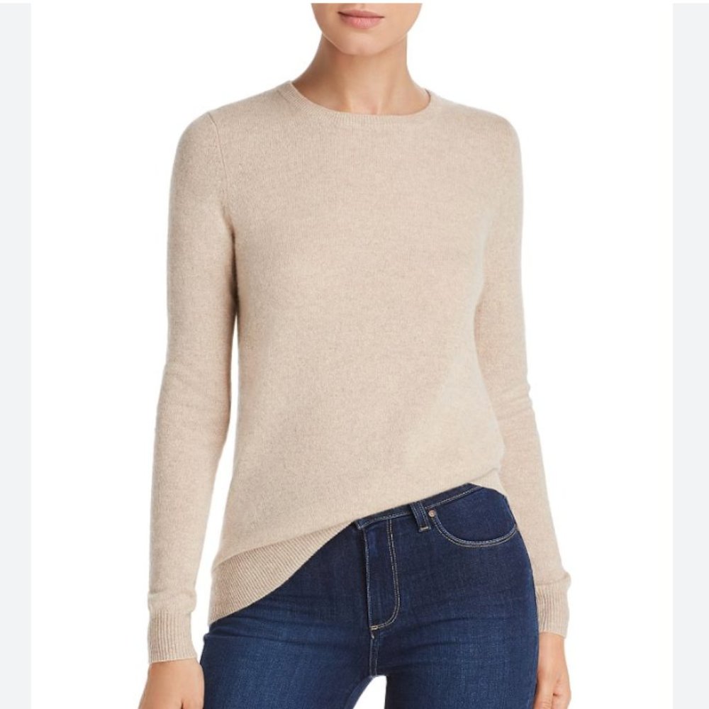 Bloomingdale's Crew Neck Cashmere Oat Heather NWT